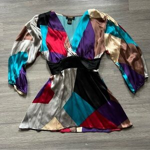 Colorful Geometric Silk Patterned Blouse